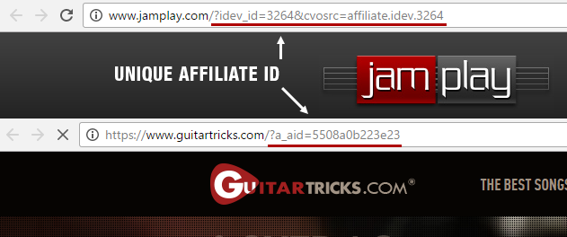 Look for the unique affiliate id appended to the URL.